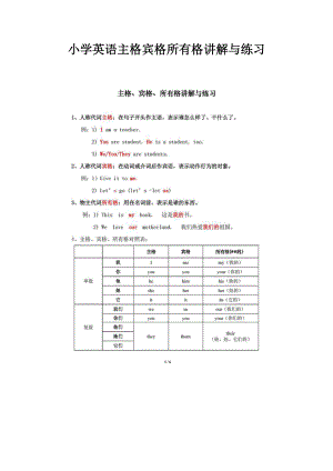 小学英语主格宾格所有格讲解与练习精编版.docx