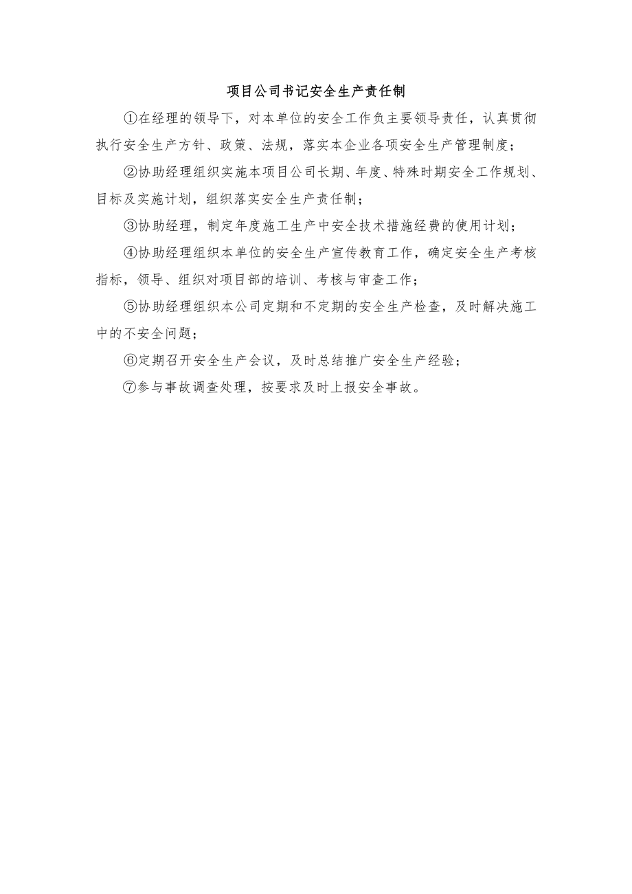 项目公司书记安全生产责任制.docx_第1页