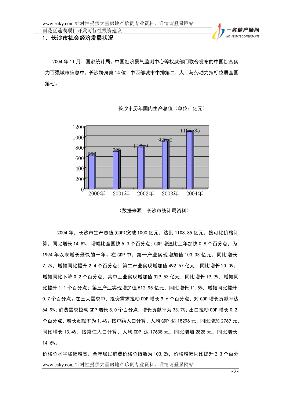 [经管营销]湖南长沙雨花区莲湖项目可行性研究报告36千字符2005年.doc_第3页