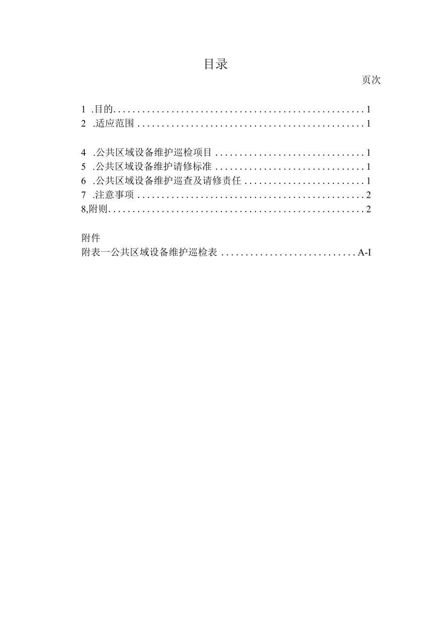 公共区域设备维护作业要点与巡检表格.docx_第1页