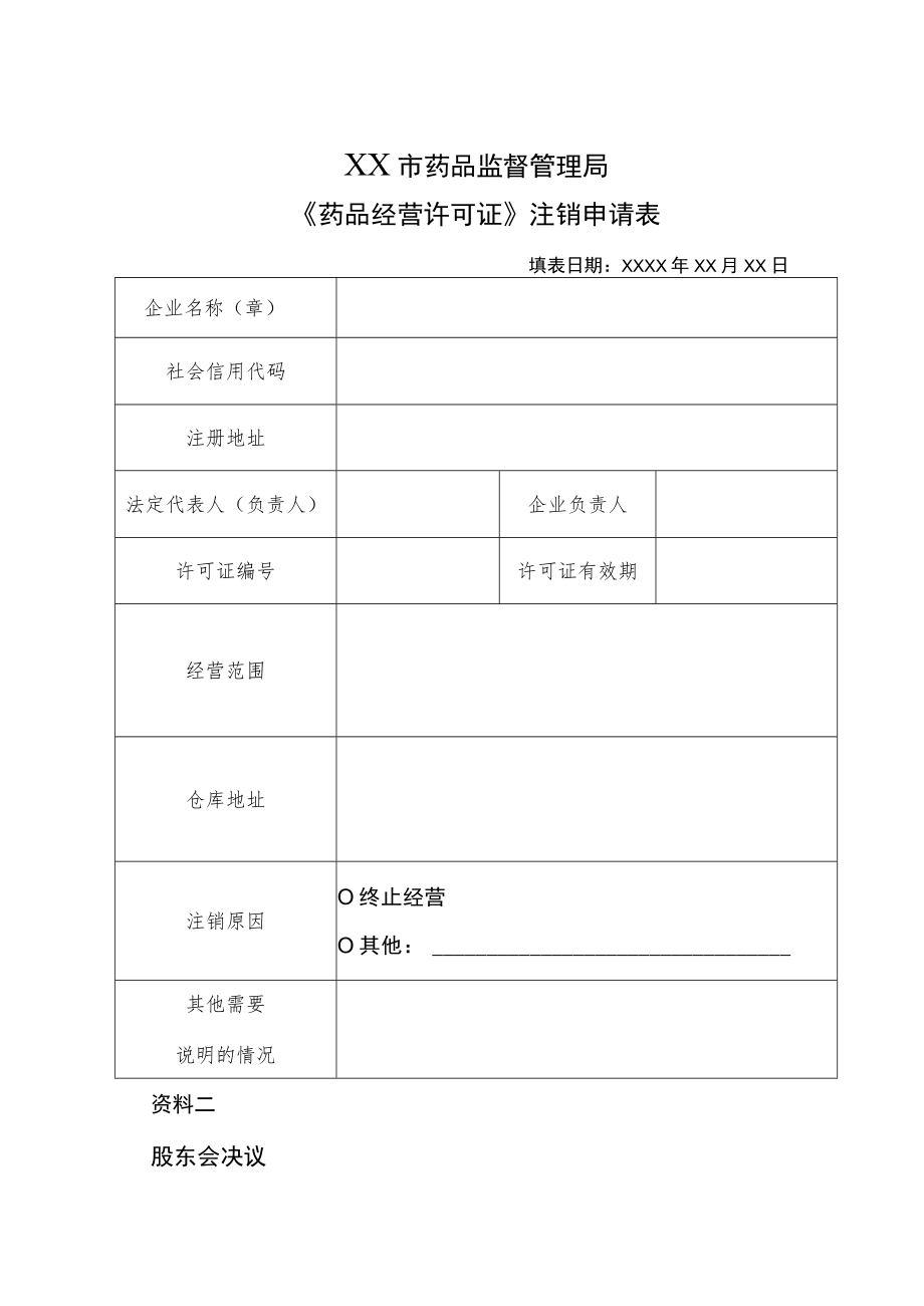 药品经营许可证(注销申请材料).docx_第1页