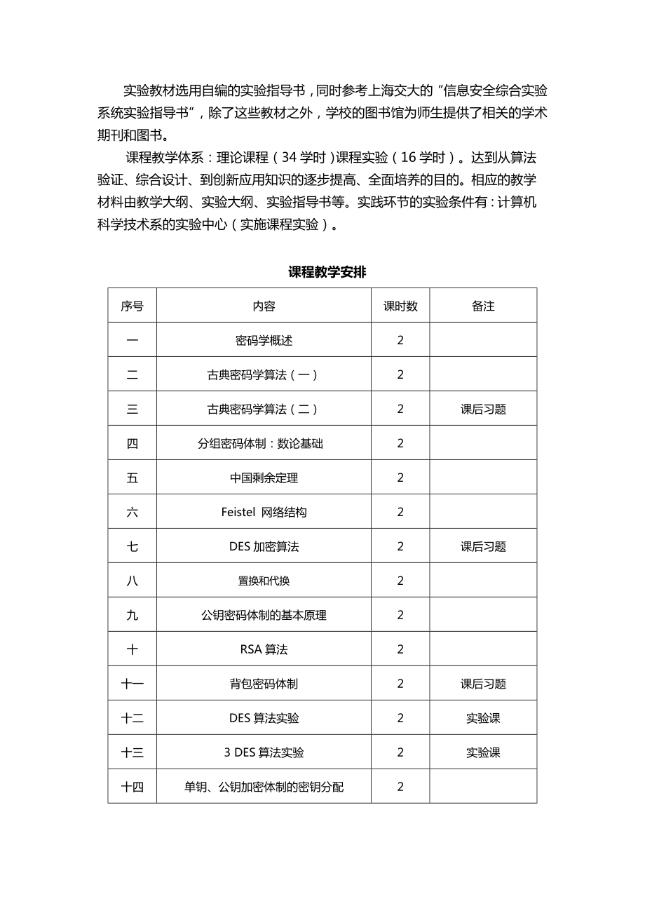 密码学基础教学大纲设计完整版.doc_第2页