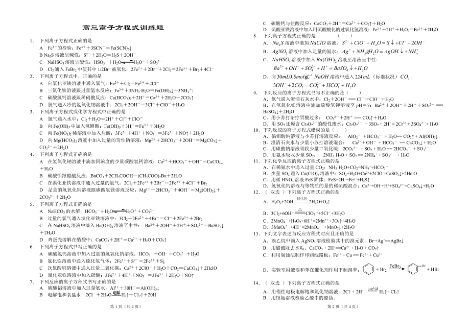 离子反应训练题（董中海）.doc_第1页