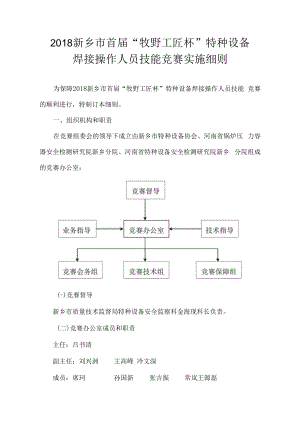 2018新乡市首届“牧野工匠杯”特种设备焊接操作人员技能竞赛实施细则.docx