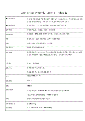 超声乳化玻切治疗仪眼科技术参数.docx