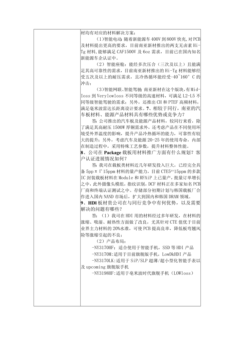 股票代码688519股票简称南亚新材南亚新材料科技股份有限公司投资者关系活动记录表.docx_第3页