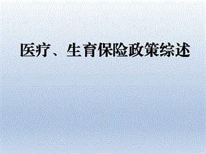 城镇职工医保居民医保生育保险政策培训课件.ppt