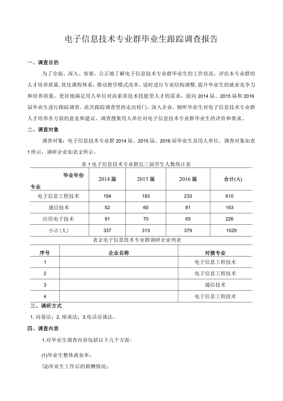 电子信息技术专业群毕业生跟踪调查报告.docx_第1页