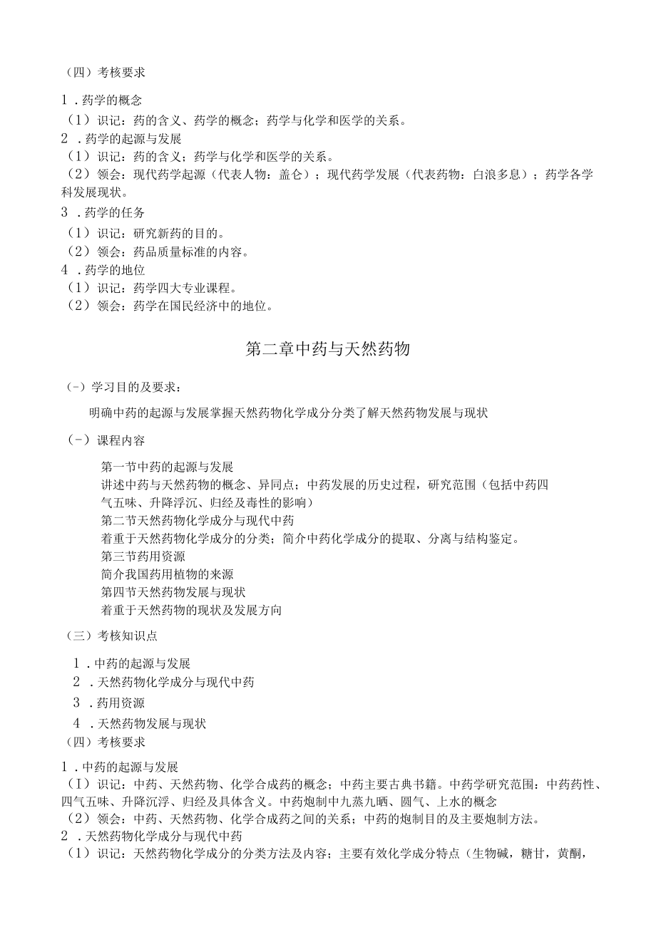 黑龙江省高等教育自学考试医药商务020254专业独立本科段药学概论考试大纲.docx_第3页