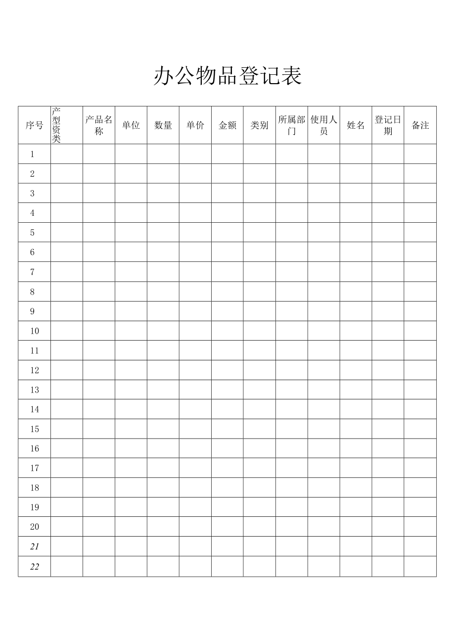 办公物品登记表.docx_第1页