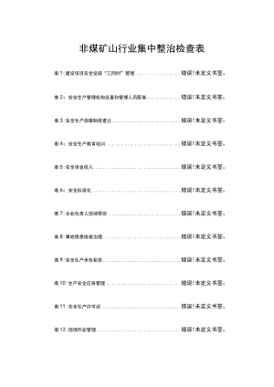 非煤矿山行业集中整治检查表.docx