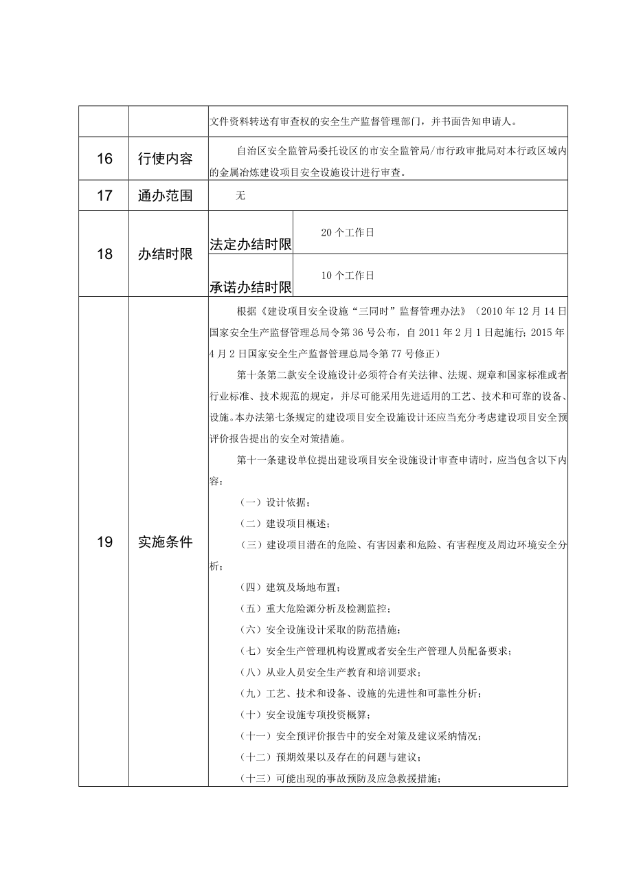 行政权力事项实施清单金属冶炼建设项目安全设施设计审查.docx_第3页