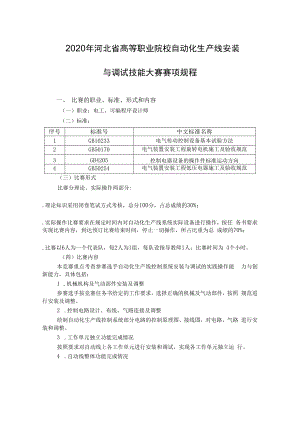 2020年河北省高等职业院校自动化生产线安装与调试技能大赛赛项规程.docx