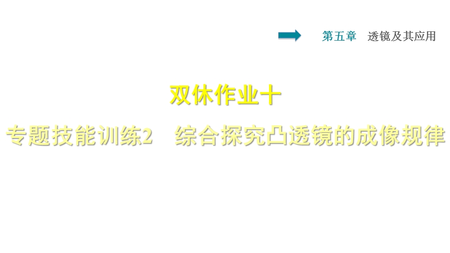 人教版八年级物理上册课件： 第5章双休作业十 专题技能训练2 综合探究凸透镜的成像规律.pptx_第1页