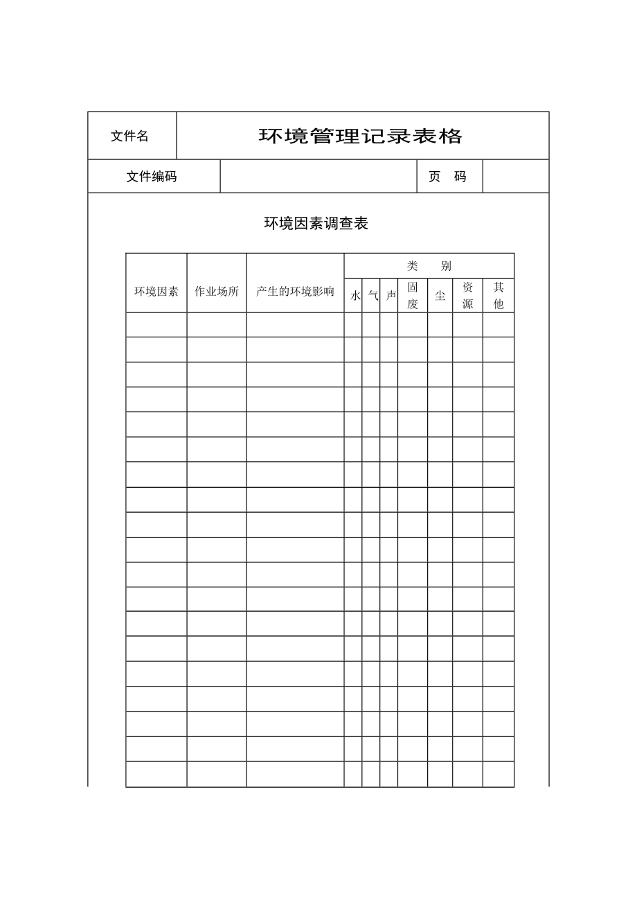 环境管理记录表格doc格式.doc_第1页