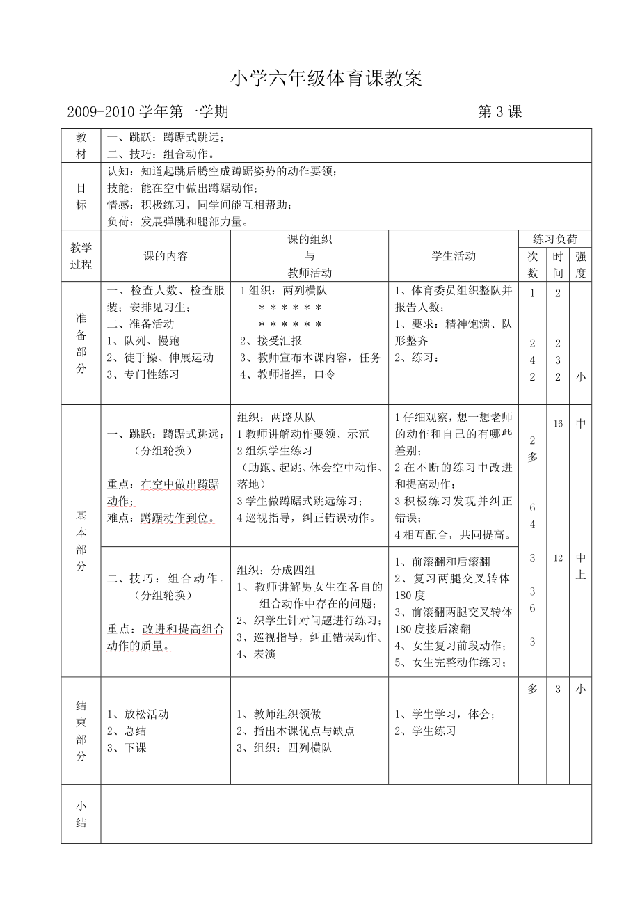 小学六年级体育课教案 (2).doc_第3页