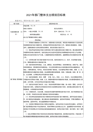 2021年部门整体支出绩效目标表.docx