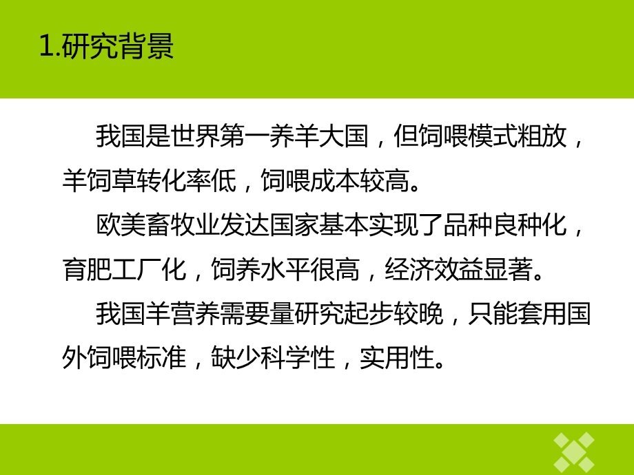 最新杜蒙F1杂交肉用绵羊妊娠期与哺乳期能量与蛋白质需要量的研究开题报告PPT文档.ppt_第3页