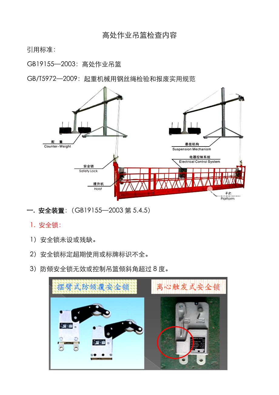 高处作业吊篮检查内容.doc_第1页