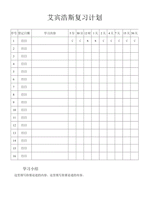 艾宾浩斯复习计划记忆曲线记忆法学习打卡.docx