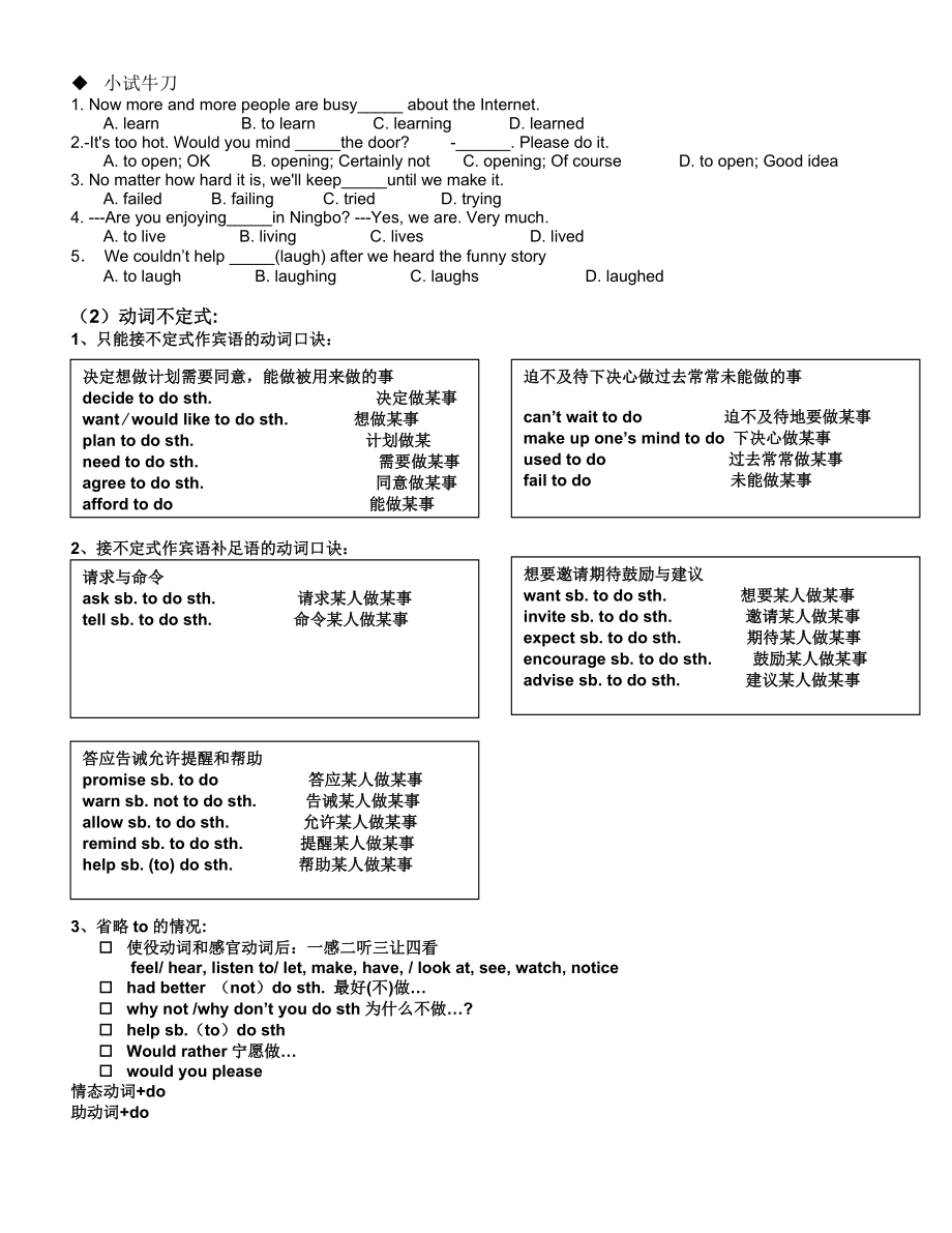 非谓语动词讲解和练习名师制作优质教学资料.doc_第2页