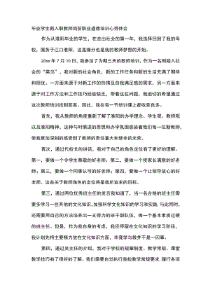 毕业学生新入职教师岗前职业道德培训心得体会.docx