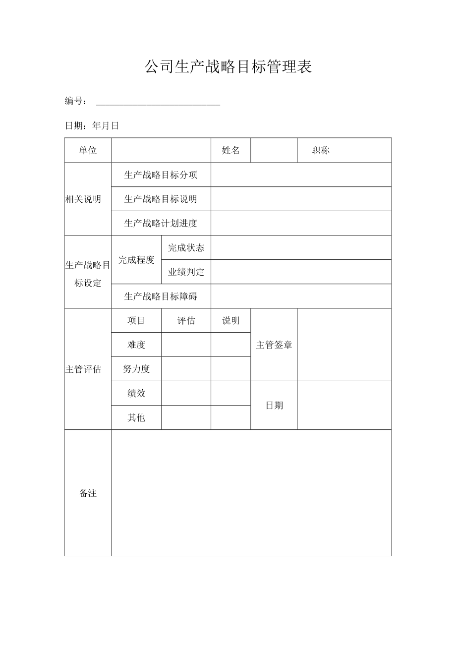 公司生产战略目标管理表.docx_第1页