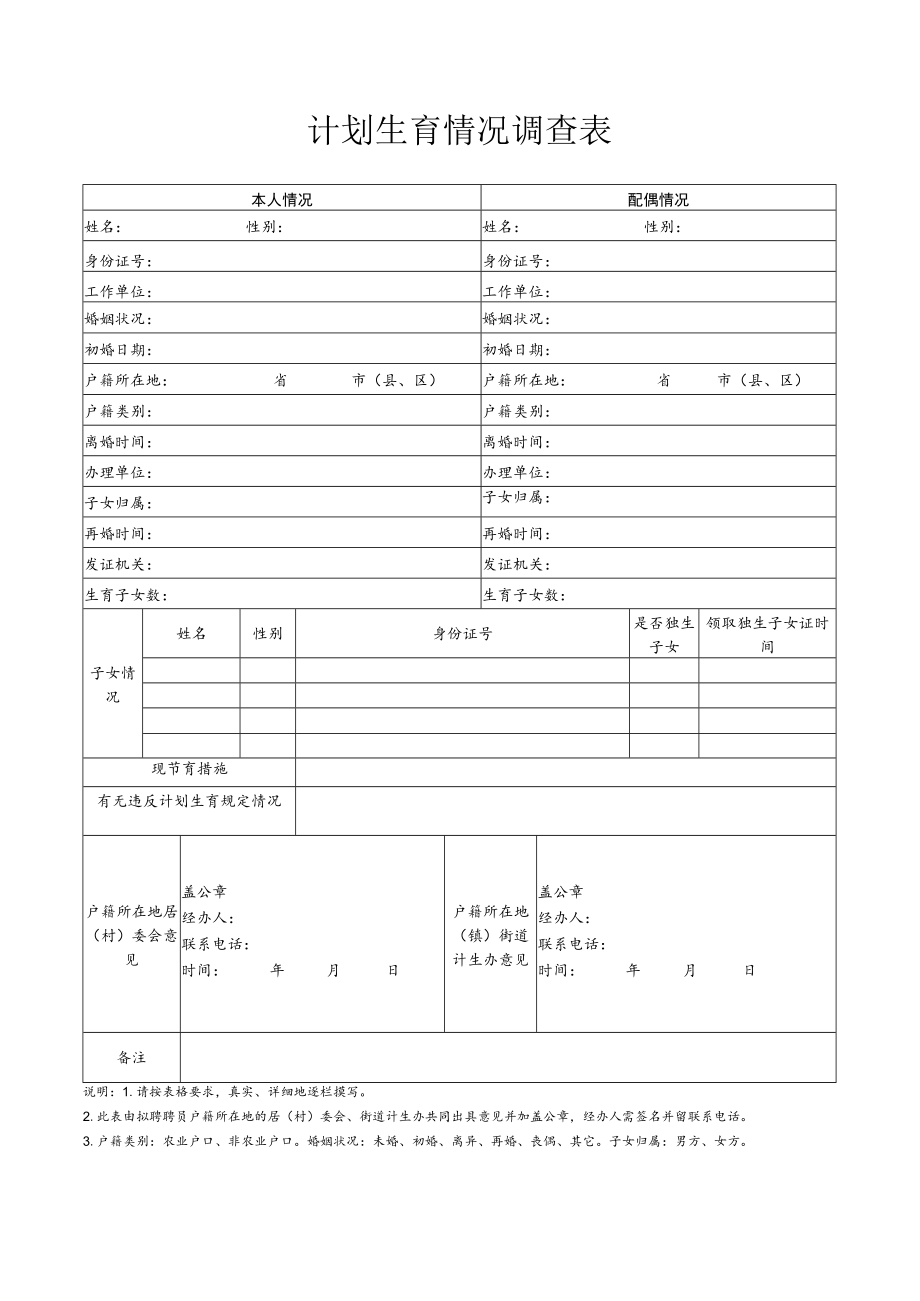 计划生育情况调查表.docx_第1页