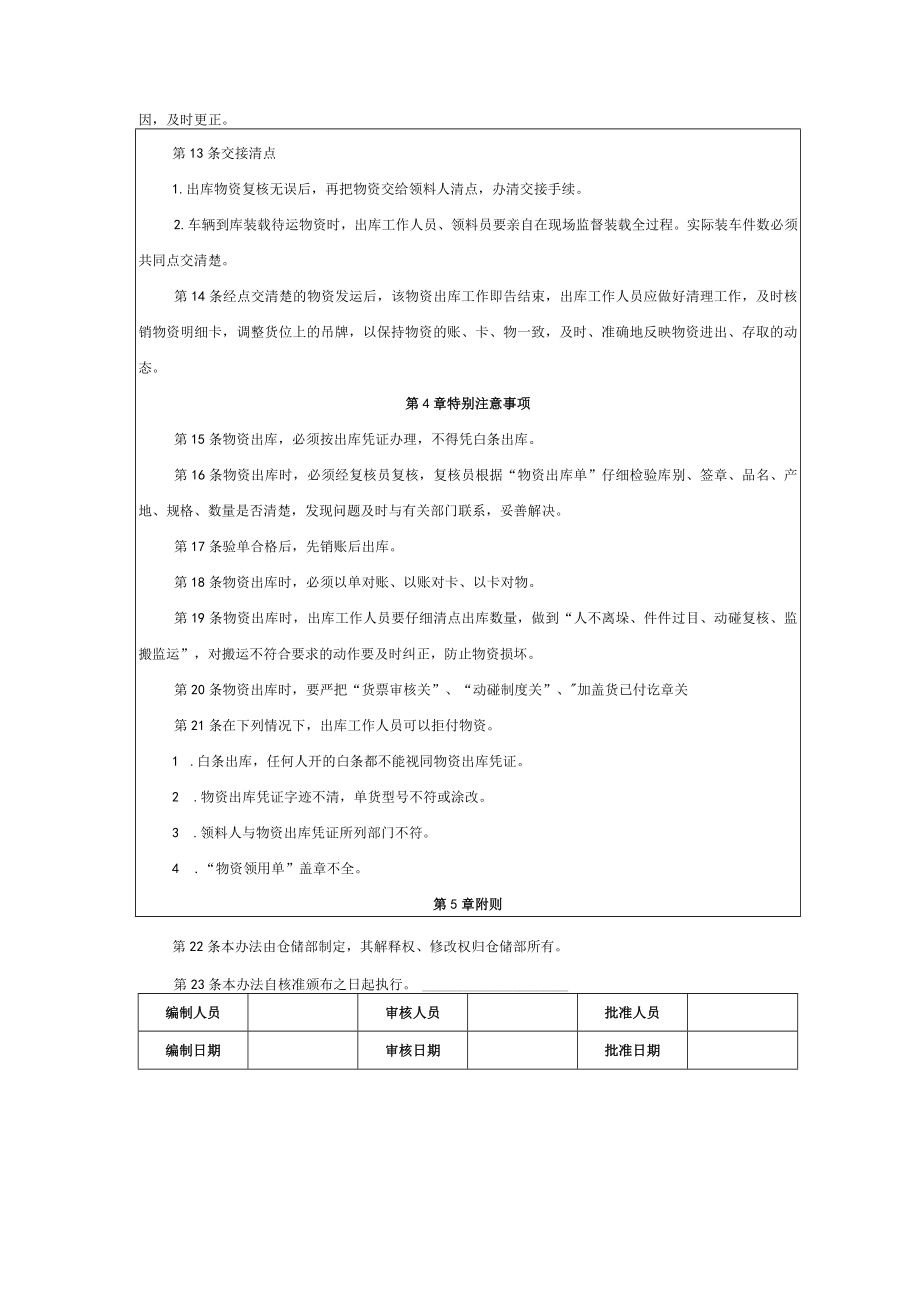 仓储部规范化管理物资出库管理办法.docx_第3页