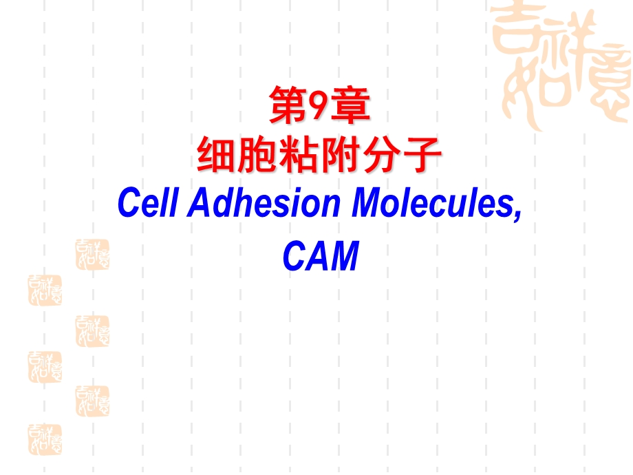 第9章细胞粘附分子CellAdhesionMoleculesCAM名师编辑PPT课件.ppt_第1页