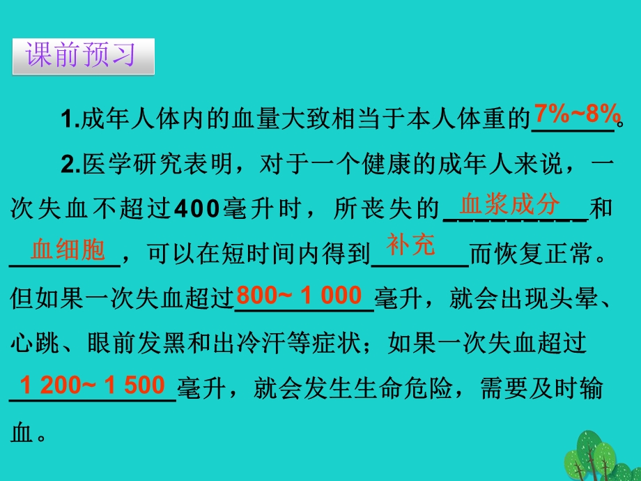 广东省七年级生物下册 第4章 第四节 输血与血型导练课件PPT文档.ppt_第2页