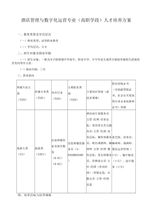 酒店管理与数字化运营专业（高职学段）人才培养方案.docx