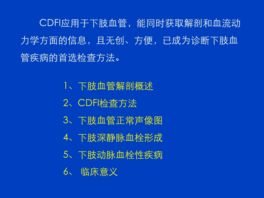 最新：CDFI在下肢血管血栓性疾病诊断中的应用课件文档资料.ppt_第1页