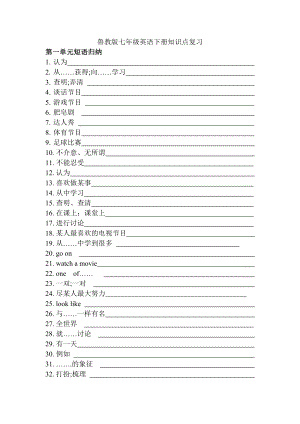 鲁教版七年级英语下册知识点总复习.doc