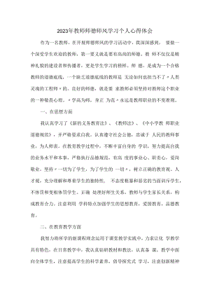 2023年实验学校教师道德师风学习个人心得体会 范文（汇编3份）.docx