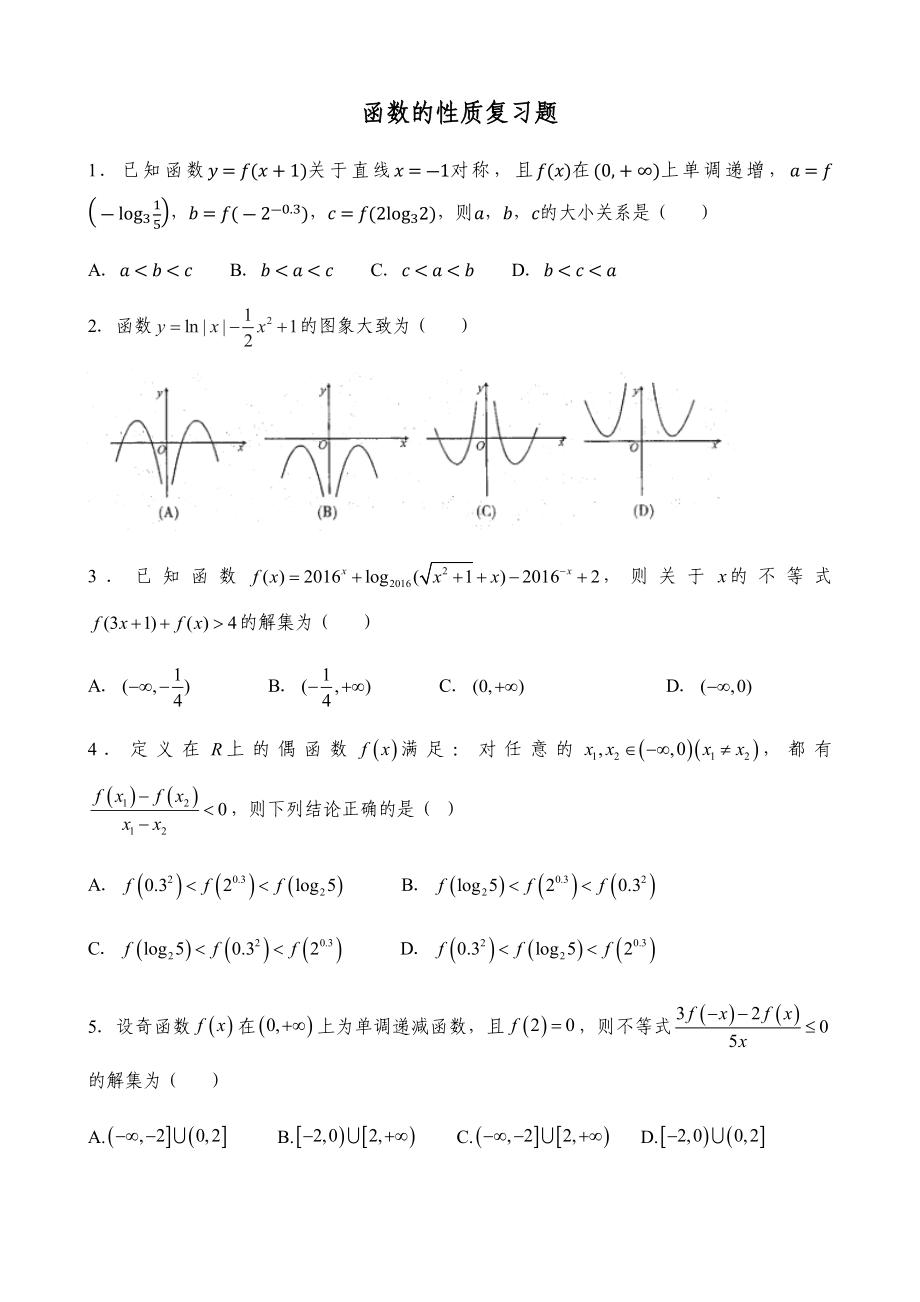 高一函数的性质复习题.docx_第1页