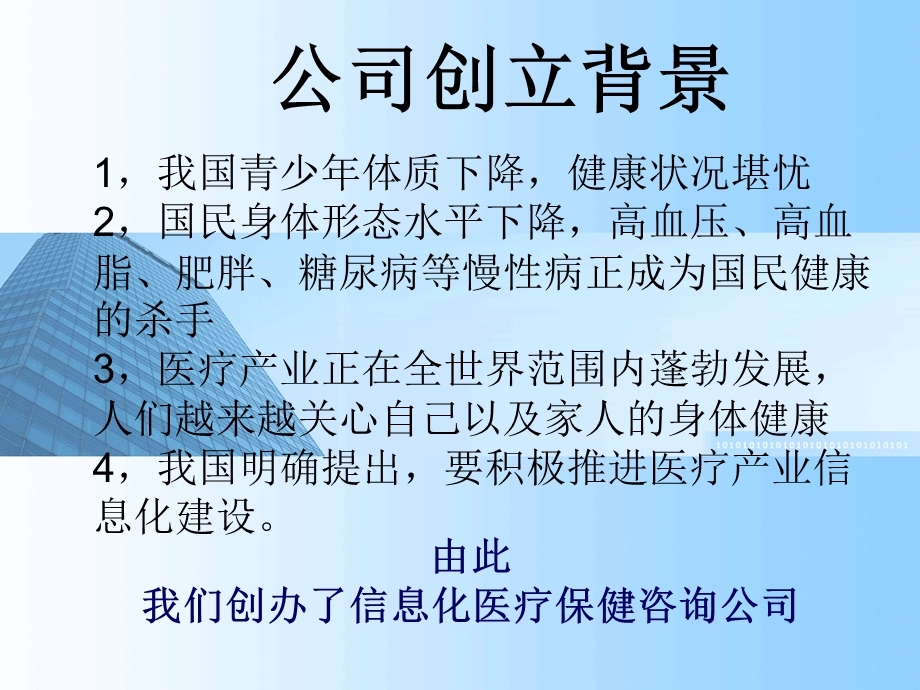 医疗保健咨询公司的项目建议书创业管理创业的项目文档资料.ppt_第1页