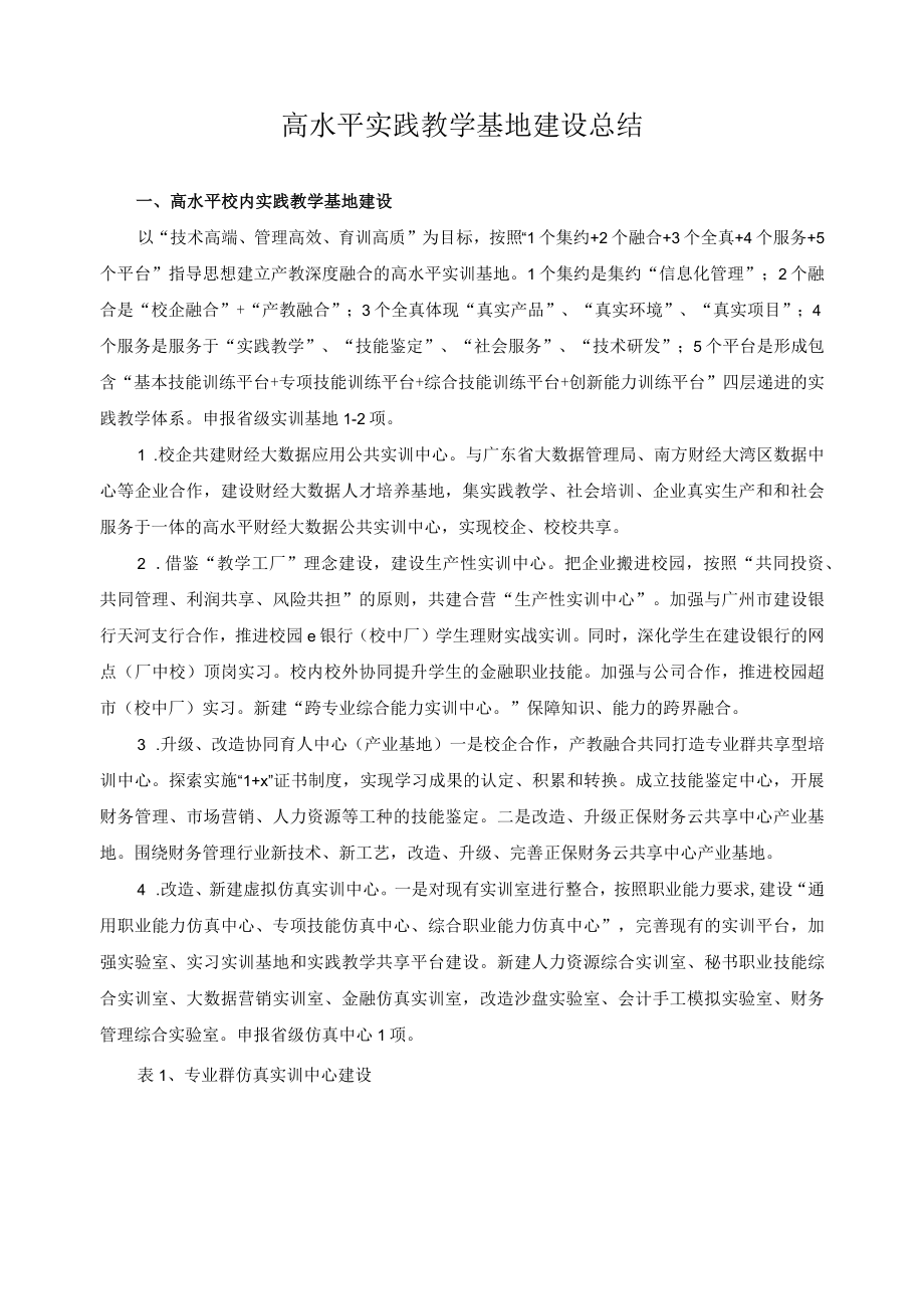 高水平实践教学基地建设总结.docx_第1页