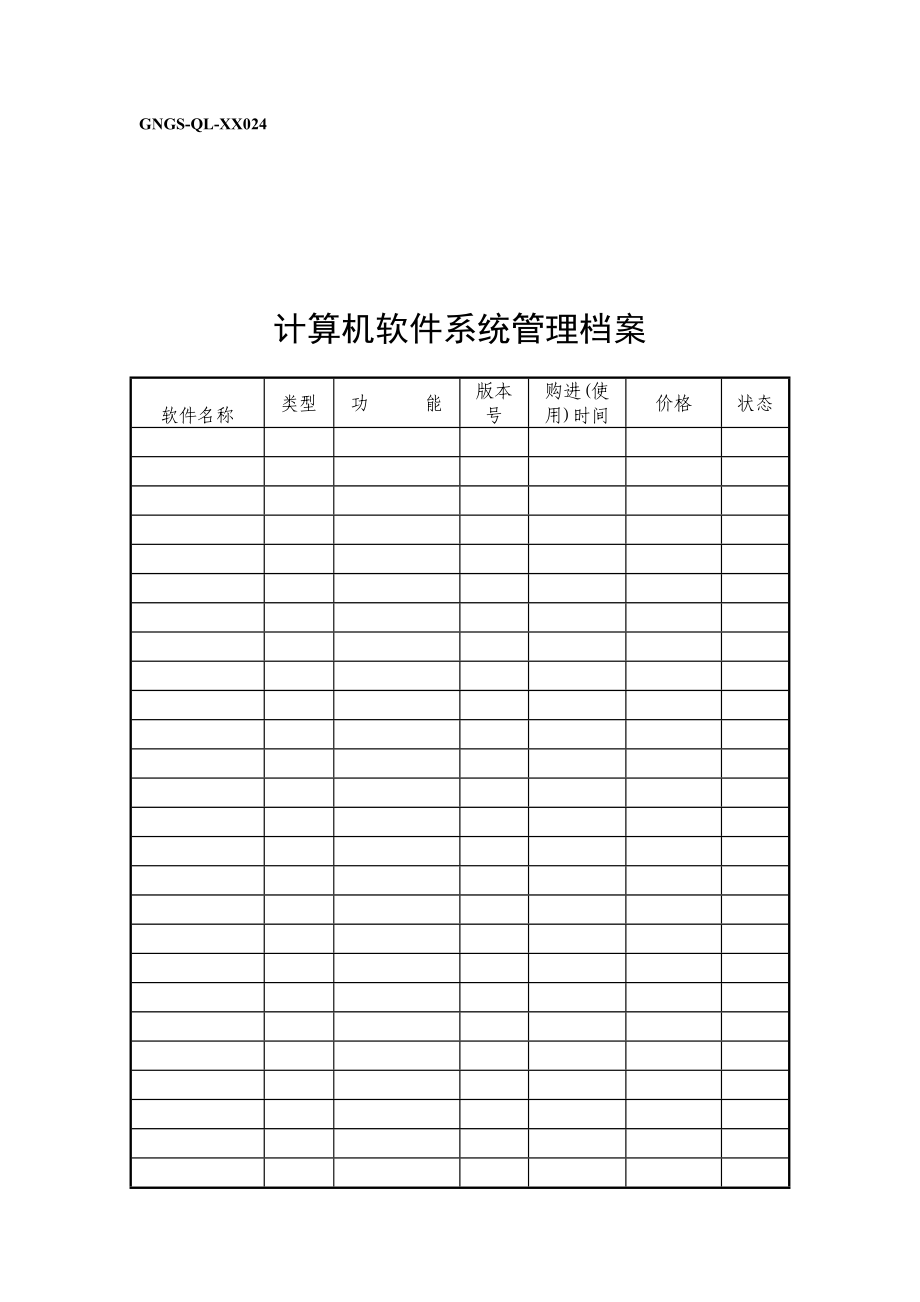 计算机软件管理档案表格模板、doc格式.doc_第1页