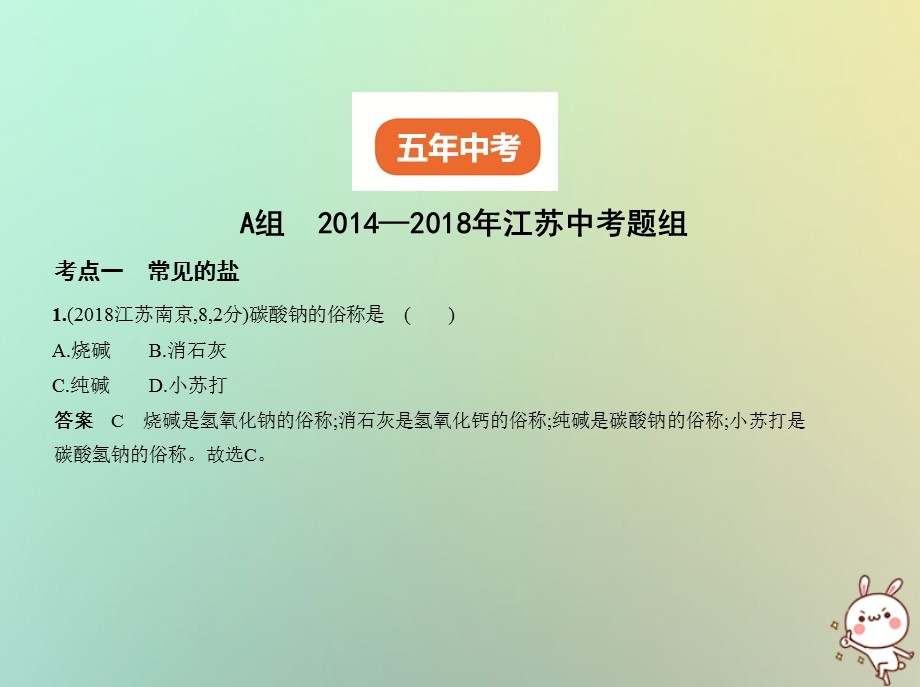 江苏专版中考化学复习专题六盐化学肥料试卷部分课件.pptx_第1页