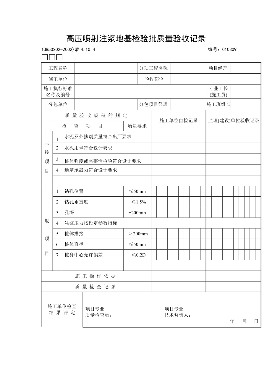 高压喷射注浆地基检验批质量验收记录.doc_第1页