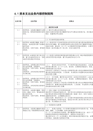 资本支出业务控制矩阵制度范本、doc格式.doc