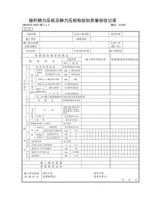 锚杆静力压桩及静力压桩检验批质量验收记录.doc