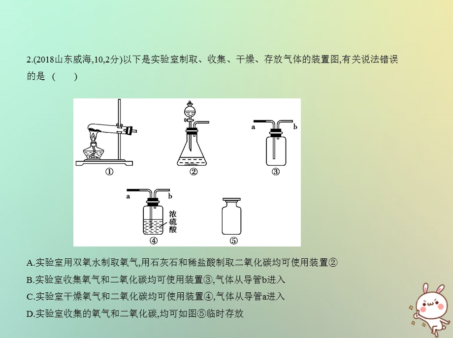 山东专版中考化学复习专题十四气体的制取与净化试卷部分课件.pptx_第2页