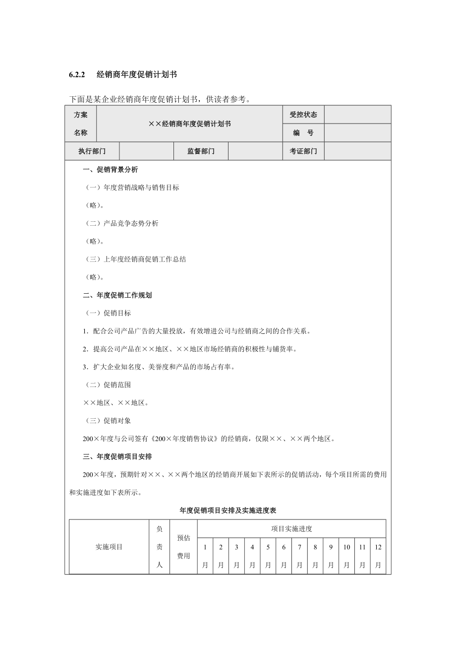 经销商促销计划书word模板.doc_第1页