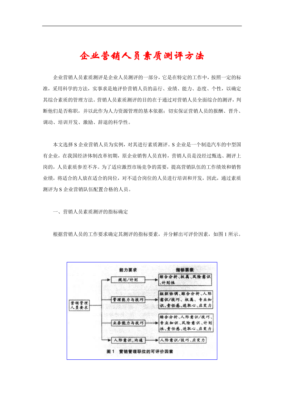 企业营销人员素质测评方法DOC9页.doc_第1页