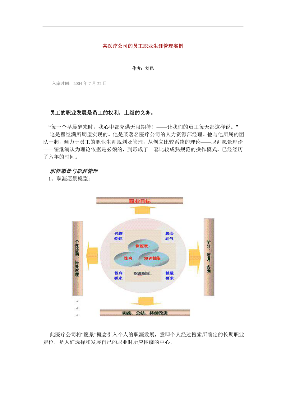 xx医疗公司的员工职业生涯管理实例.doc_第1页