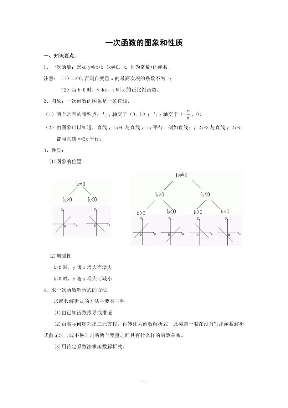 一次函数的图象和性质知识点和典型例题讲解.doc_第1页