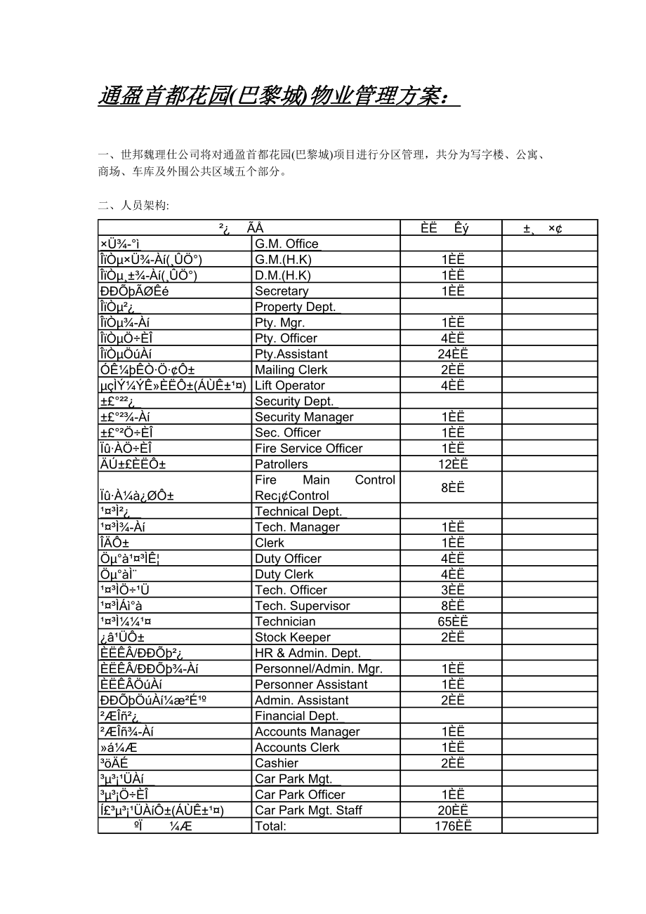 xx花园巴黎城物业管理方案.doc_第1页