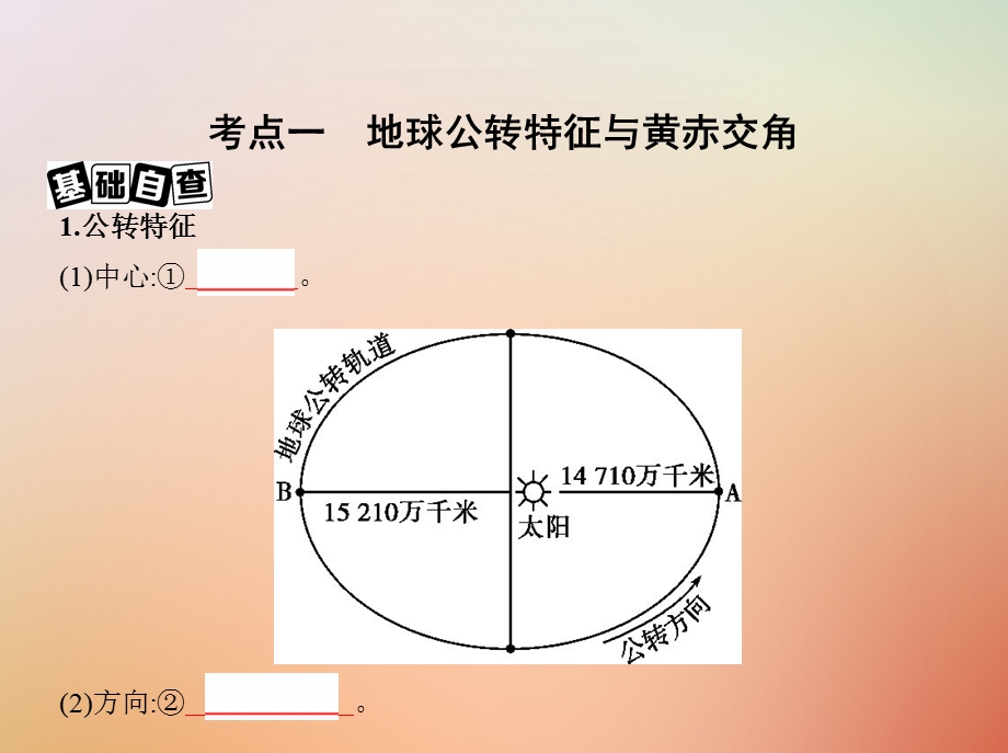 高考地理总复习第二单元行星地球第三讲地球的公转一地球公转特征与昼夜长短的变化课件.pptx_第3页